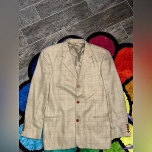 Men's Beige Silk And Wool Made In Italy Blazer